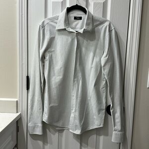 Men’s Theory Dress Shirt Medium White with Black Stripes
